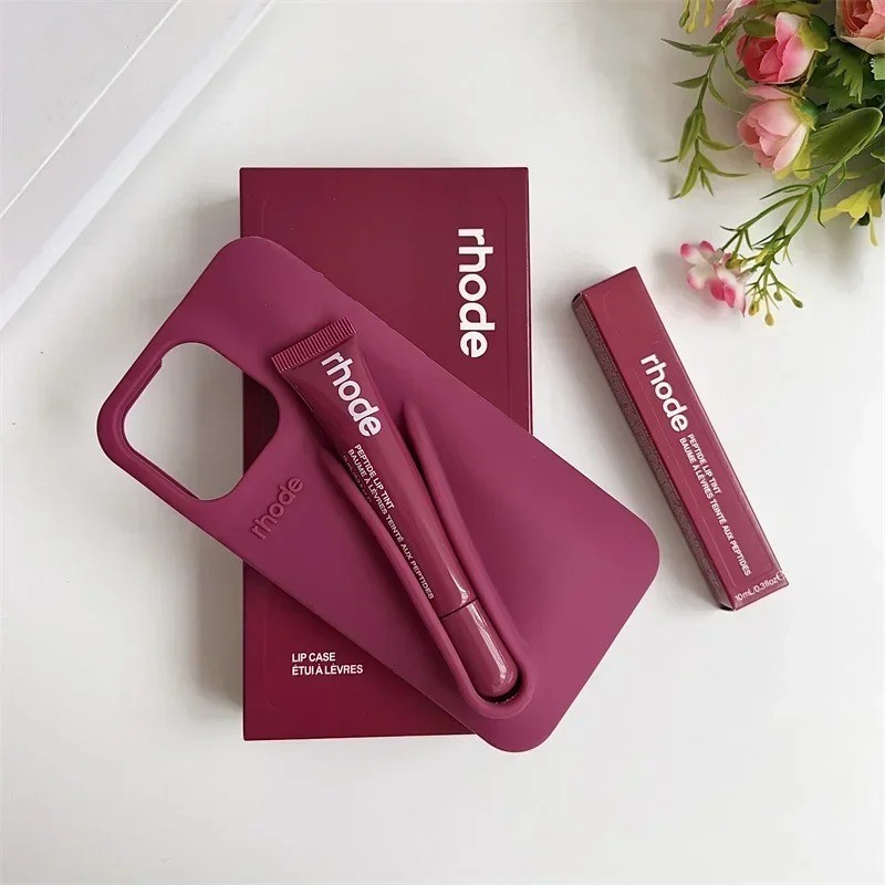 Rhode Summer Lip Gloss & 3D Silicon Case For Apple iPhone With Box Gloss Holder