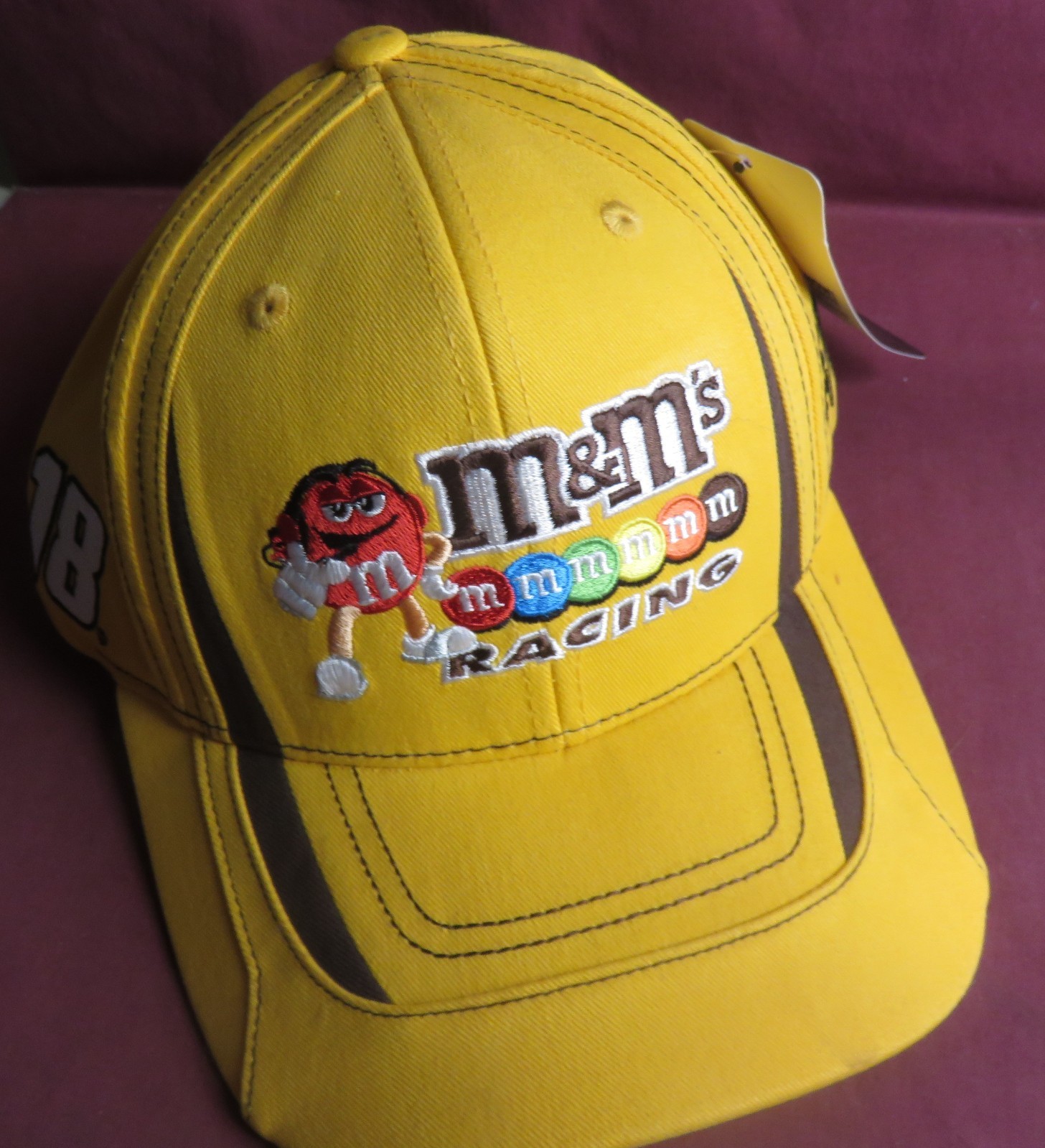 KYLE BUSCH, #18, CLASSIC YELLOW, M&M'S HAT-CAP, NEW WITH TAG