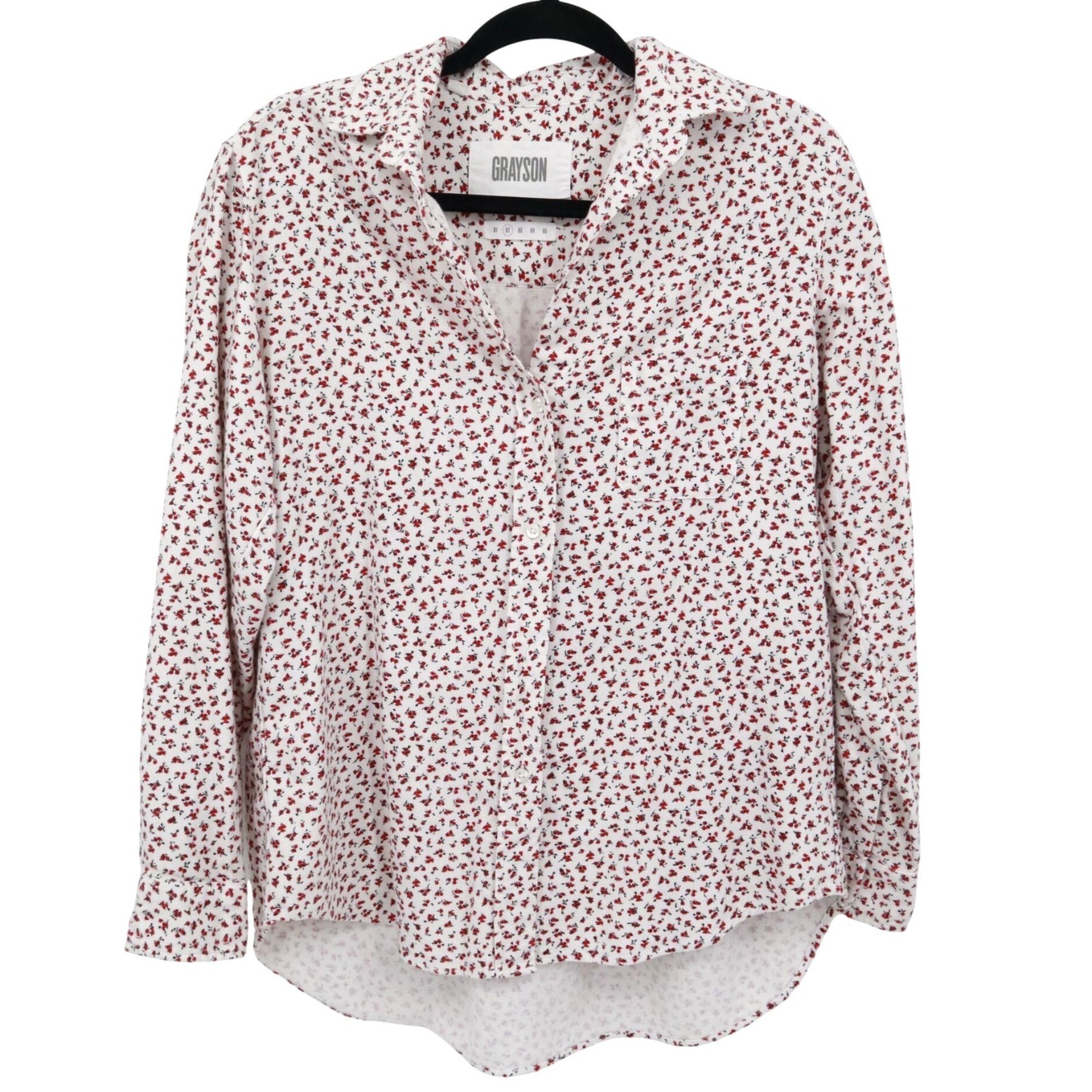 Grayson The Hero Flannel Top Womens 2 White Bloomcore Boho Granny Elevated Basic