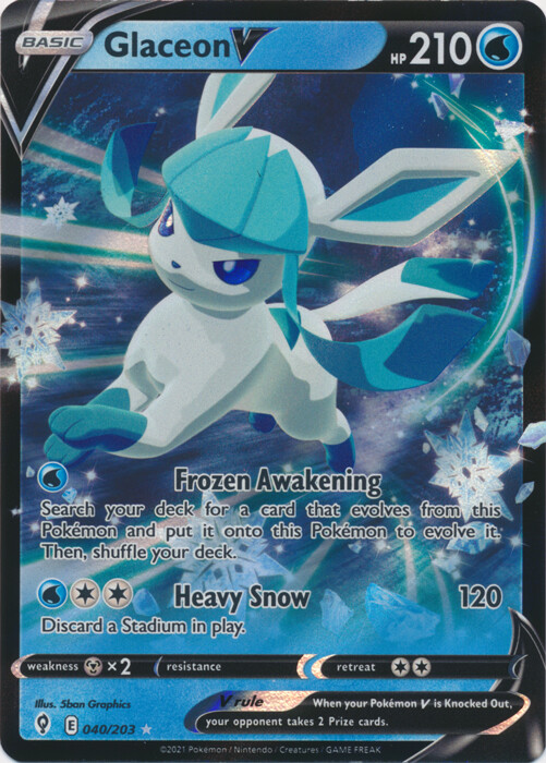 Glaceon V - 040/203 Ultra Rare Evolving Skies NM Pokemon TCG