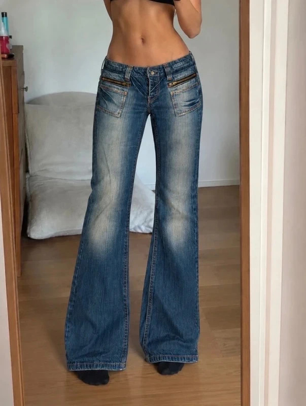 Teddy Smith Bootcut Flared Leg Fit Jeans Medium Blue Washed Denim Low Rise... Teddy Smith Bootcut Flared Leg Fit Jeans Medium Blue Washed Denim Low Rise...