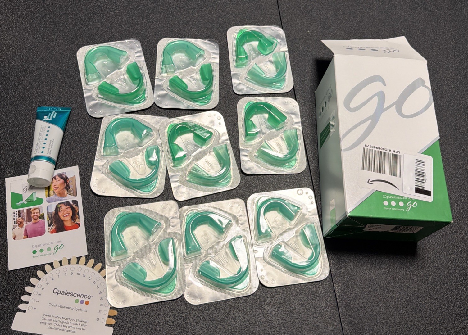 Opalescence GO 15% Mint -9 Treatments Prefilled Whitening Trays With Toothpaste.