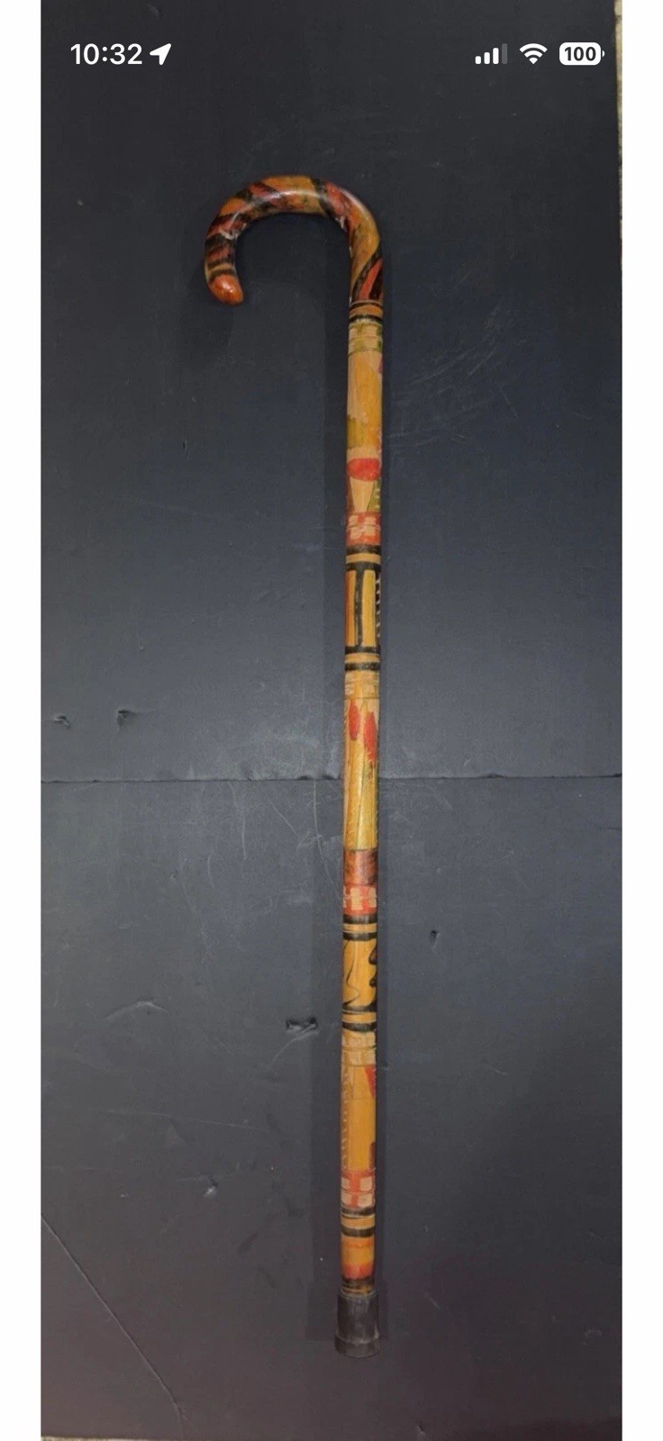 Vintage Mexican Aztec Folk Art Walking Cane 38\