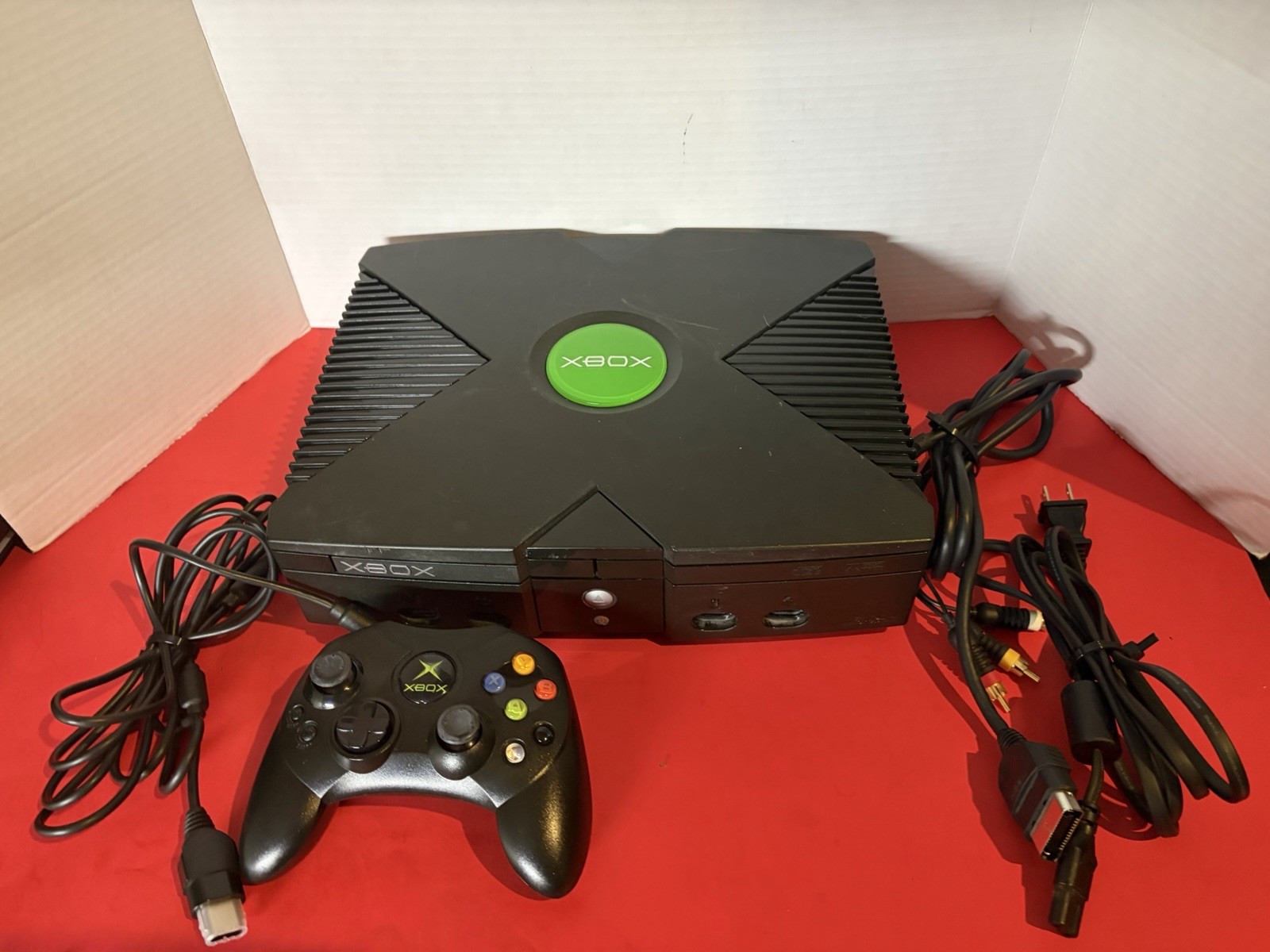Xbox Original Console OEM Controller/Power/AV Cables Recapped Tested Works Good Xbox Original Console OEM Controller/Power/AV Cables Recapped Tested Works Good