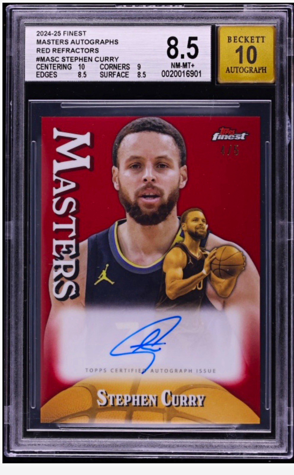 Topps 2024-25 Finest Masters Autographs Red Refractor /5 Stephen Curry MA-SC Topps 2024-25 Finest Masters Autographs Red Refractor /5 Stephen Curry MA-SC