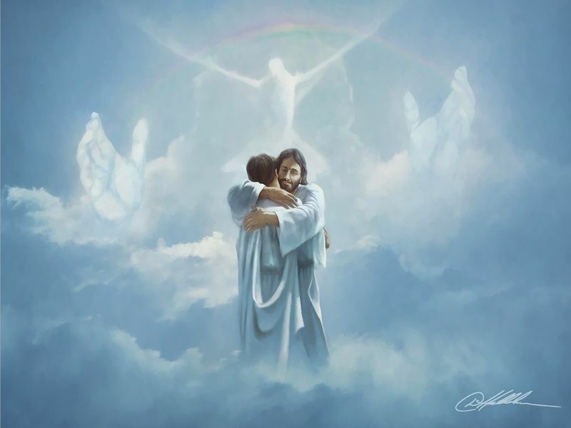 10 - Danny Hahlbohm REUNION 8x10 print Jesus embraces man in heaven Welcome Home 10 - Danny Hahlbohm REUNION 8x10 print Jesus embraces man in heaven Welcome Home