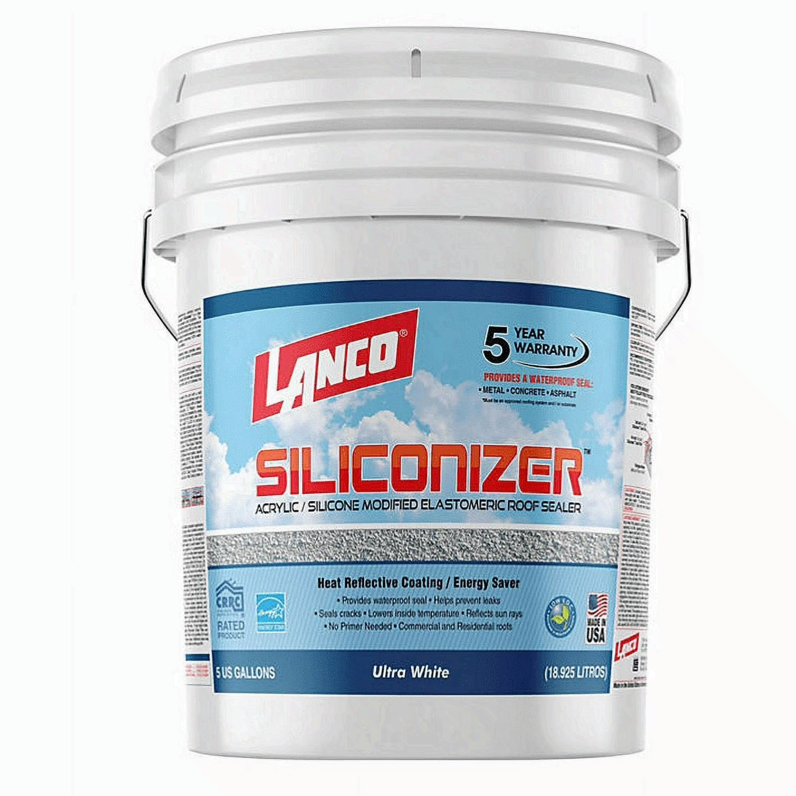 Lanco Siliconizer Acrylic Elastomeric White Reflective Roof Sealer, 5 gallon Lanco Siliconizer Acrylic Elastomeric White Reflective Roof Sealer, 5 gallon