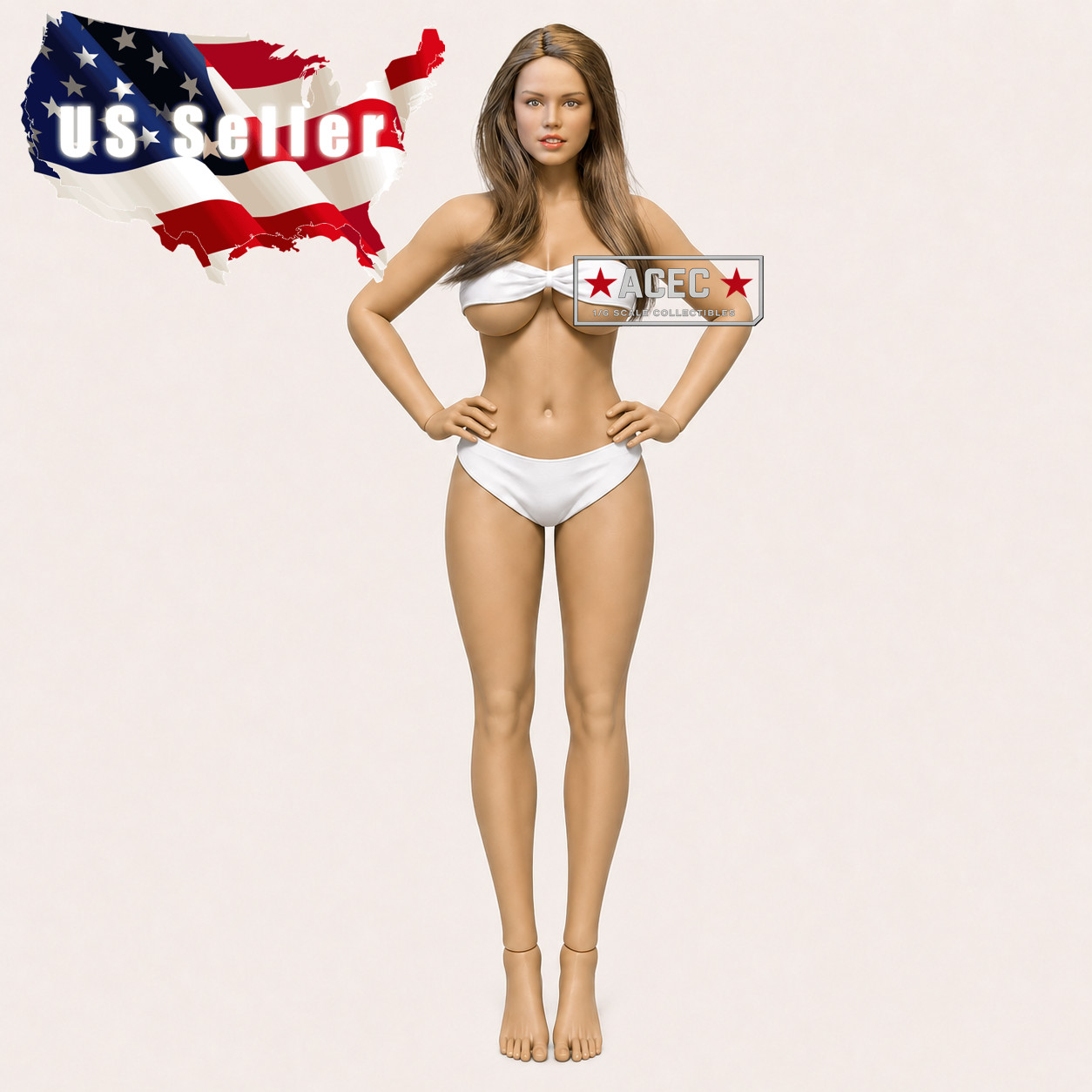 Custom PHICEN 1/6 Brown Hair Curvy Female L Bust Seamless Figure TBLeague Suntan Custom PHICEN 1/6 Brown Hair Curvy Female L Bust Seamless Figure TBLeague Suntan