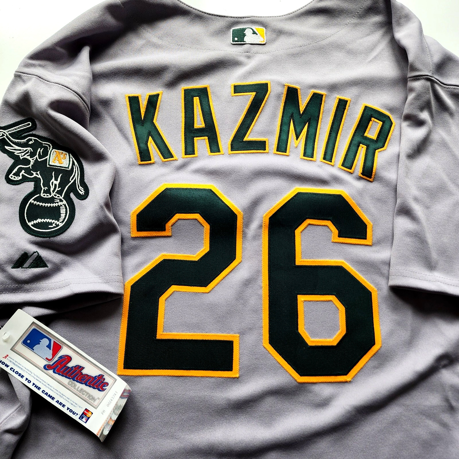Vtg OAKLAND A\'s SCOTT KAZMIR Jersey Size 56 3XL Stitched #26 Road Gray ATHLETICS