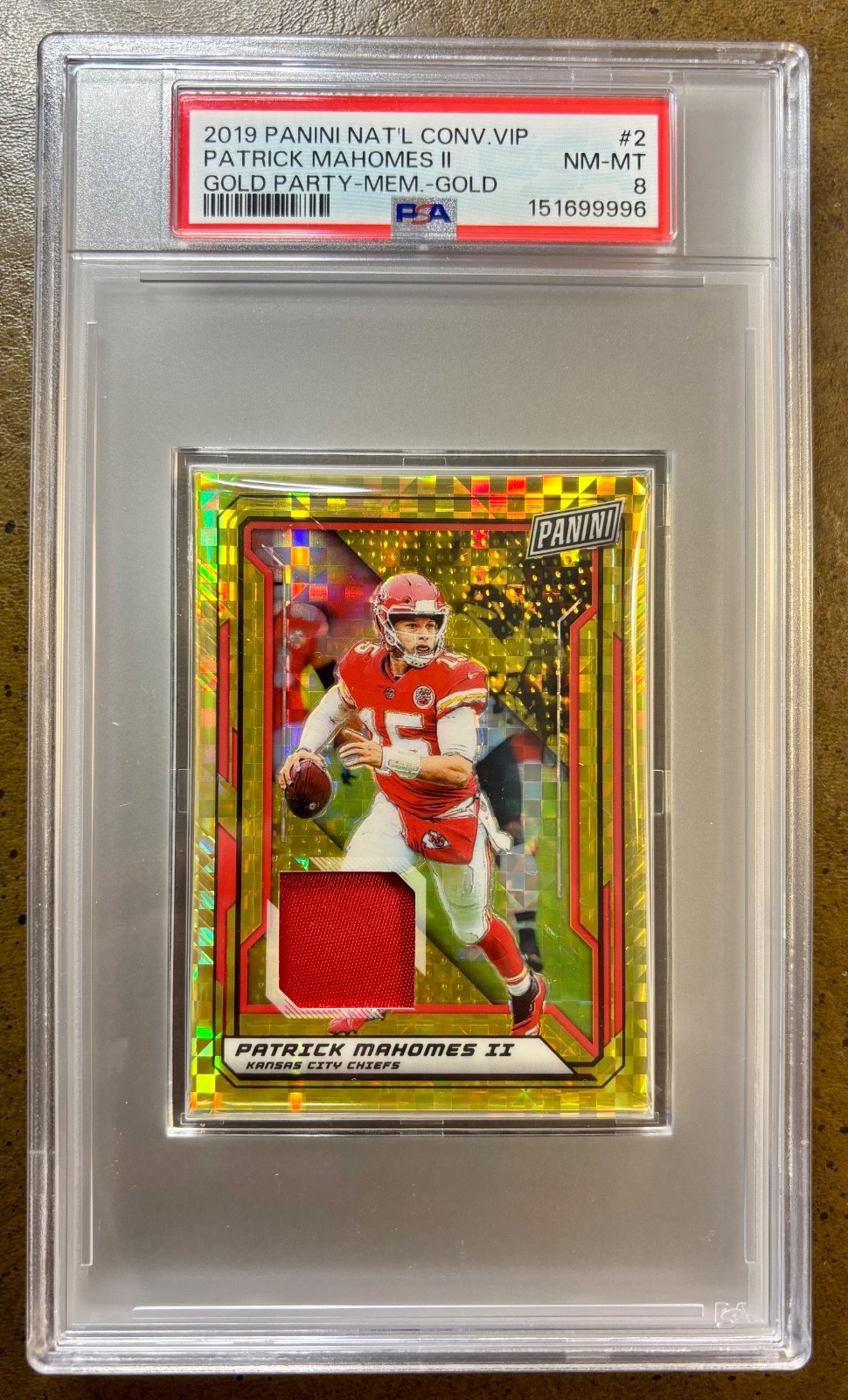 2019 Patrick Mahomes Nat\'l Conv VIP Gold Party #2 Player Worn Patch /5 Rare