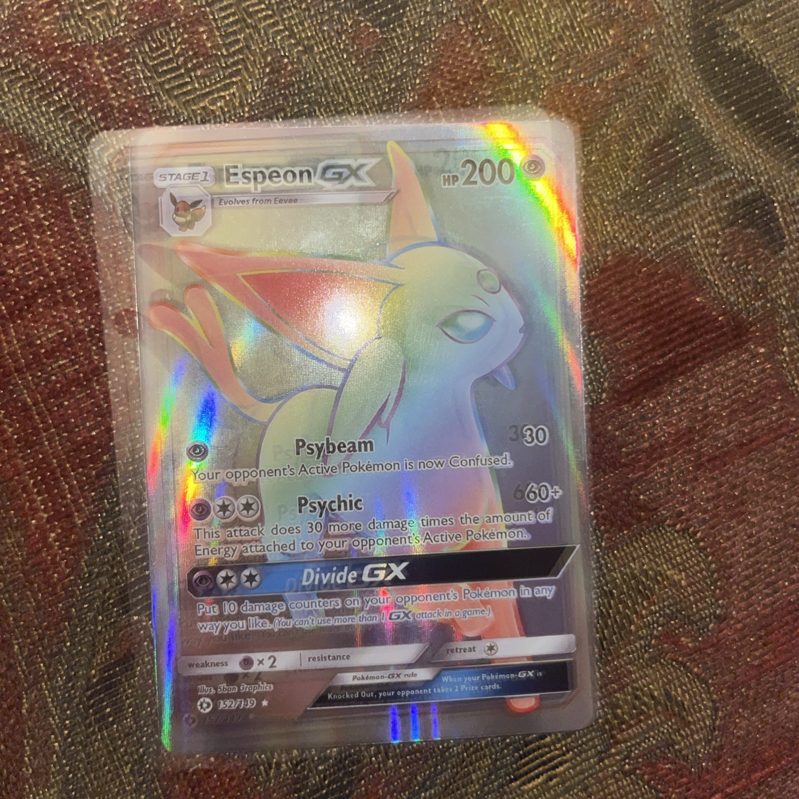 Pokémon TCG Espeon GX 152/149 SM Base Set Secret Rare Full Art Holo Card Pokémon TCG Espeon GX 152/149 SM Base Set Secret Rare Full Art Holo Card