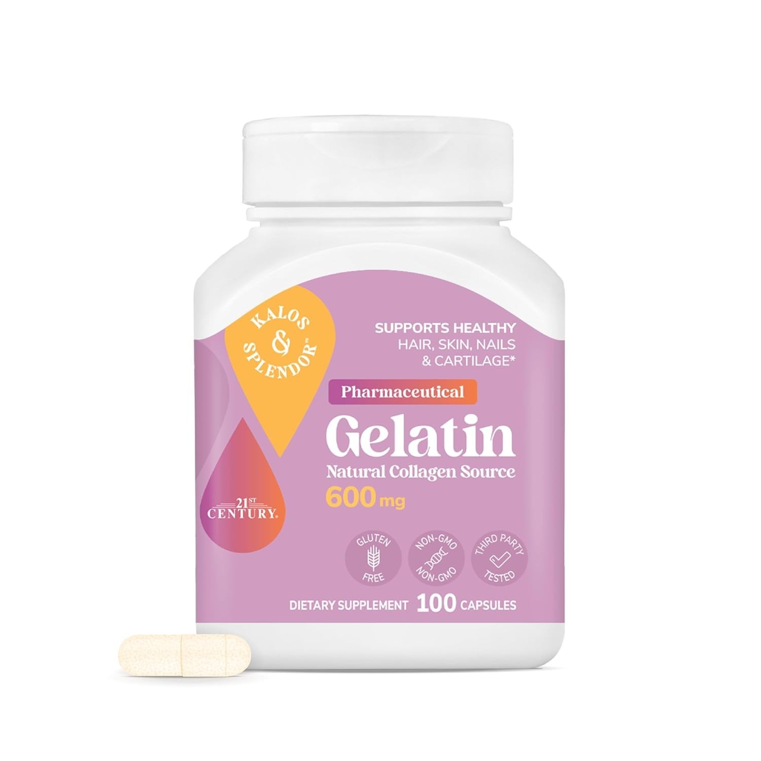 21st Century Gelatin 600mg, 100 Capsules 21st Century Gelatin 600mg, 100 Capsules