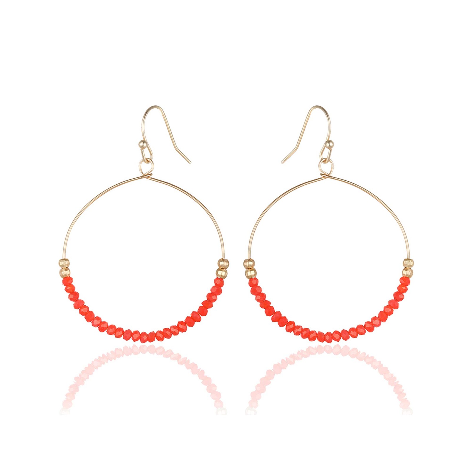 Bohemian Boho Round Circle Hoop Dangle Drop Earrings for 1.38 inches, orange