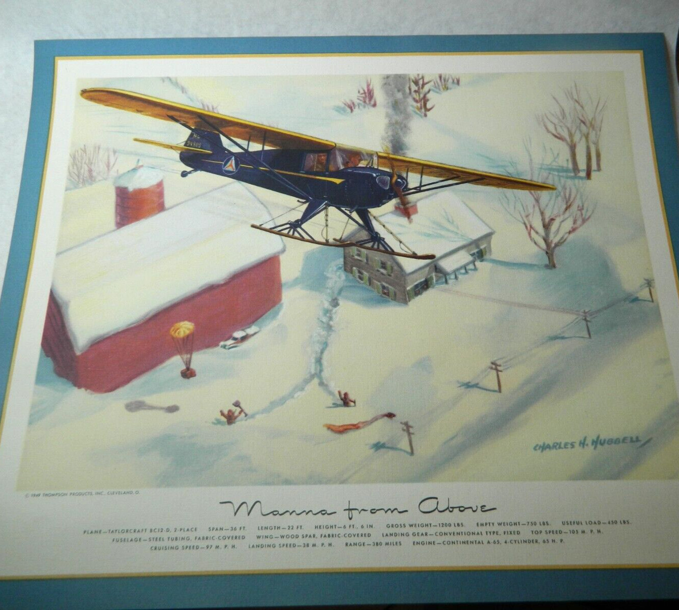 Vintage 1949 Charles H. Hubbell Print Monna from Above. SH1
