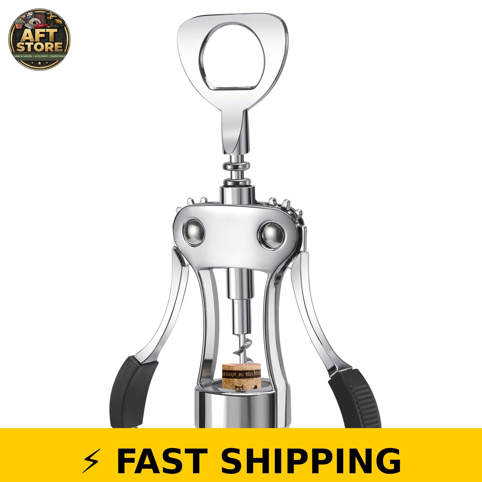KORCCI Heavy-Duty Zinc Alloy Wine Opener - Silver