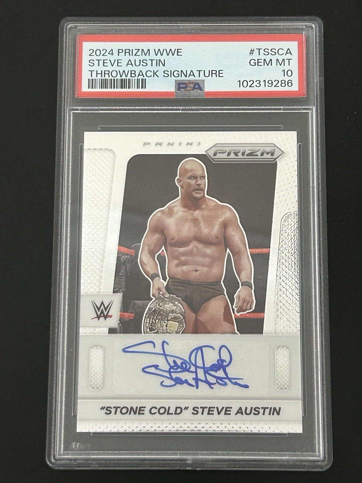 2024 Panini Prizm WWE Throwback Signatures Stone Cold PSA 10 Pop 7 Autograph π 2024 Panini Prizm WWE Throwback Signatures Stone Cold PSA 10 Pop 7 Autograph π
