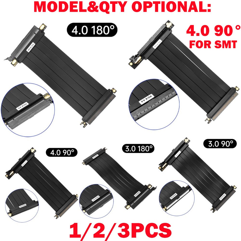 1/2/3Pcs For PCI-E 3.0/4.0 16x Riser Cable Graphics Card Extension Cables USA