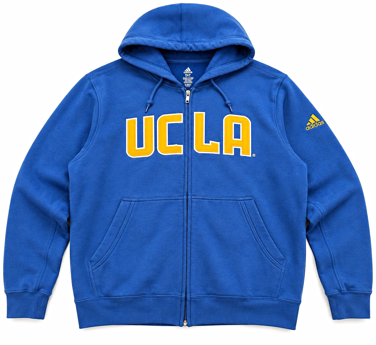 Adidas UCLA Bruins Full Zip Hoodie Men’s 2XL Blue Gold Embroidered Spellout