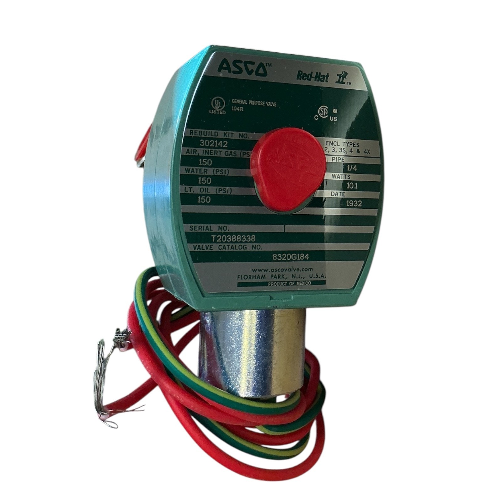 ASCO RedHat 8320G184 1/4” NPT 3-Way Solenoid Valve 120VAC 10.1W