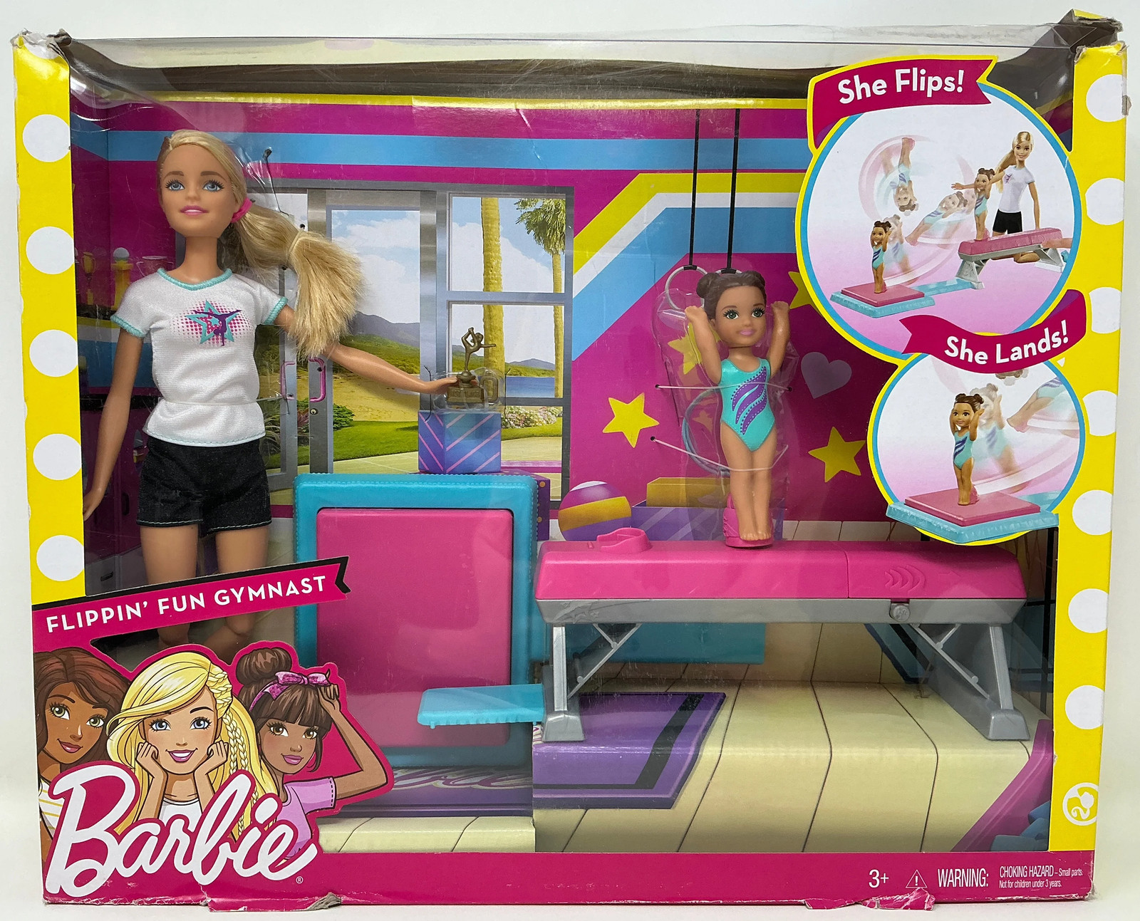 Barbie Flippin\' Fun Gymnast with Barbie and Kelly Doll [DAMAGED BOX]