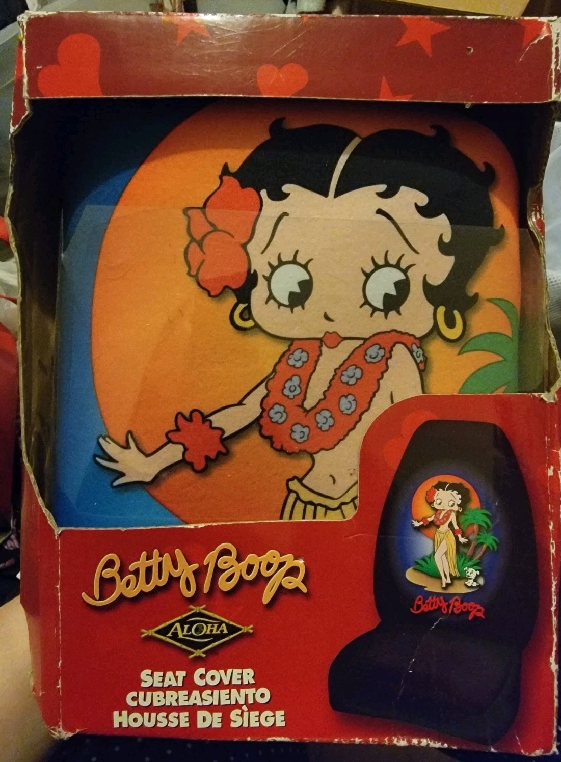Vintage Betty Boop Aloha Hawaiian Car Seat Cover 2007 Black w Graphics NOS