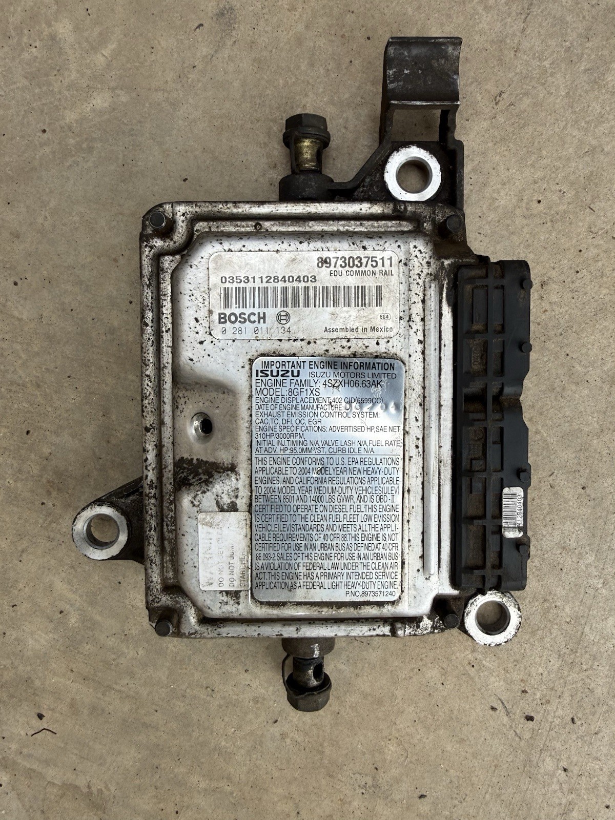 LLY DURAMAX FICM 8973037511 2004-2005 REMOVED FROM RUNNING DRIVING TRUCK NO CODE LLY DURAMAX FICM 8973037511 2004-2005 REMOVED FROM RUNNING DRIVING TRUCK NO CODE