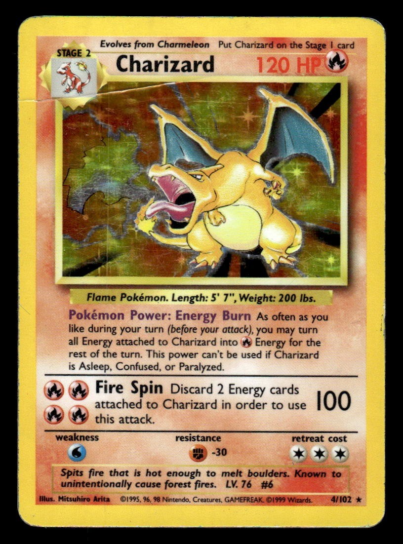 Pokemon TCG Base Set #004/102 Charizard DMG
