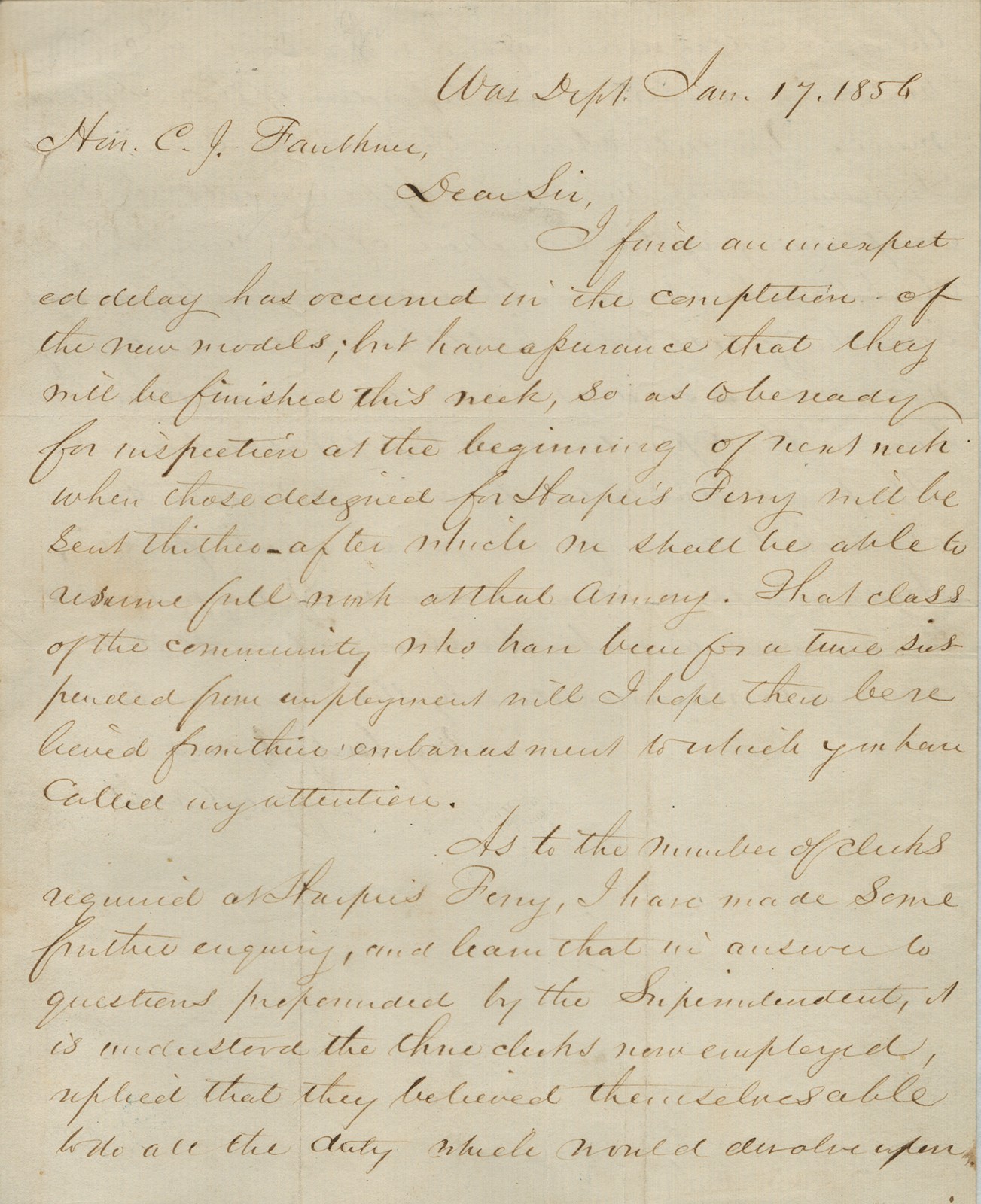 JEFFERSON DAVIS (CONFEDERATE STATES OF AMERICA) - MANUSCRIPT LETTER SIGNED
