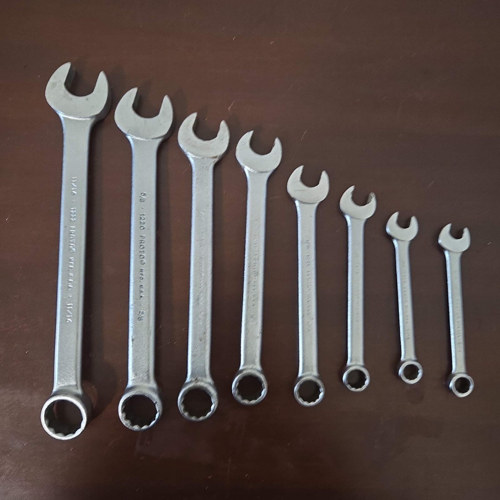 Set of 8 Proto Professional SAE Combination Wrenches Made In The USA
