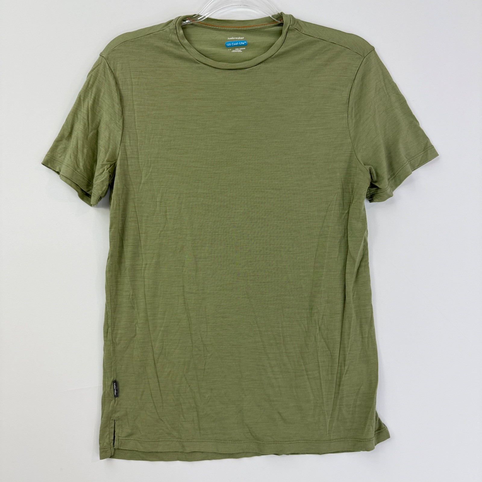 Icebreaker T-Shirt Mens Small Olive Green 125 Cool-Lite Merino Wool Blend Active