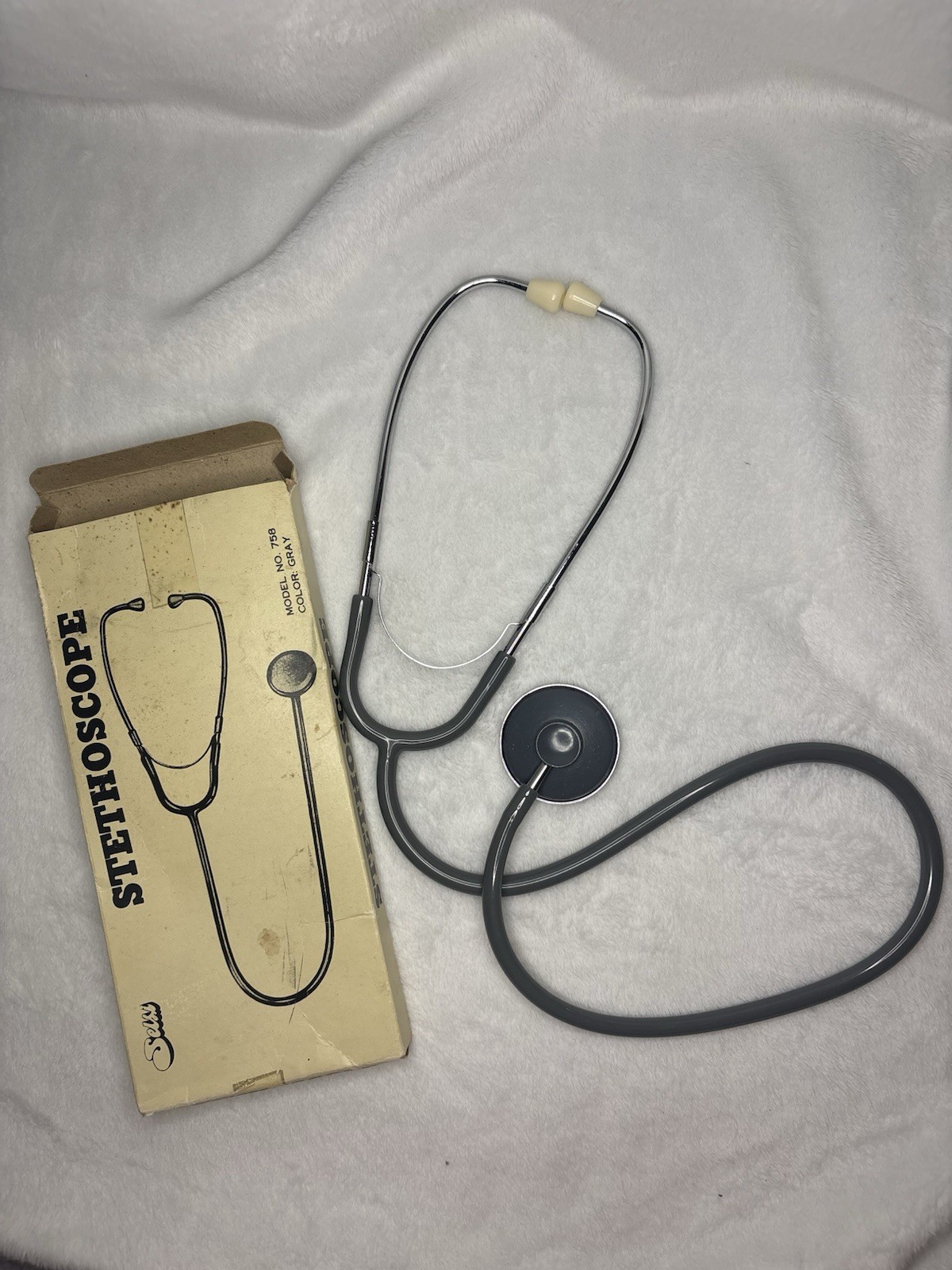 Rare Vintage Selsi Stethoscope In Original Box Made In Japan #758 Gray