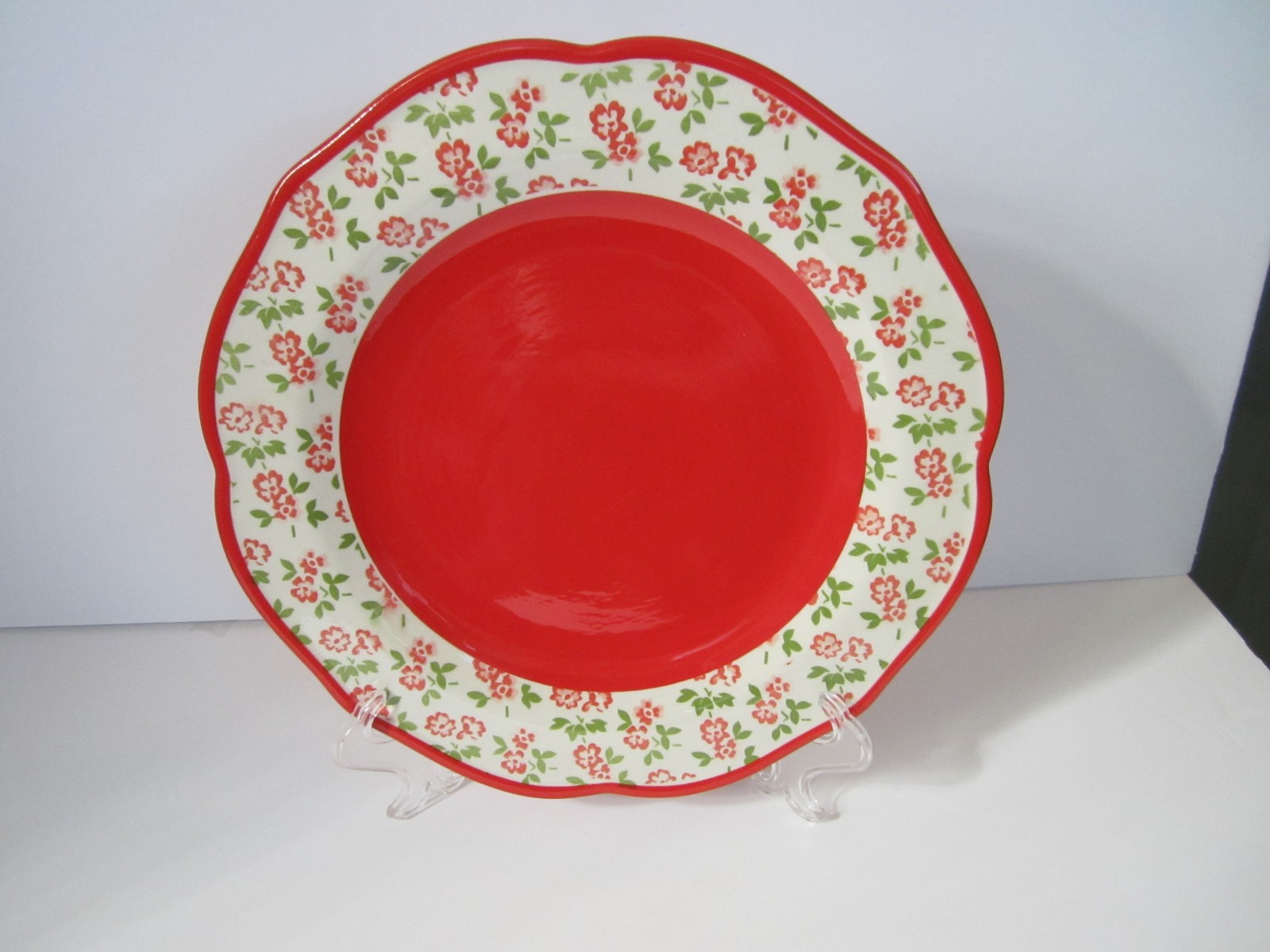 Pioneer Woman Timeless Floral Red Dinner Plate White,Green, Red 10 1/2\ Pioneer Woman Timeless Floral Red Dinner Plate White,Green, Red 10 1/2\