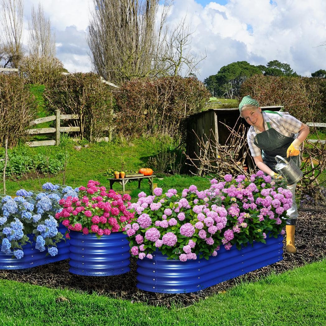 OLLE 4-STYLE MODULAR GALVANIZED RAISED GARDEN BEDS - BLUE