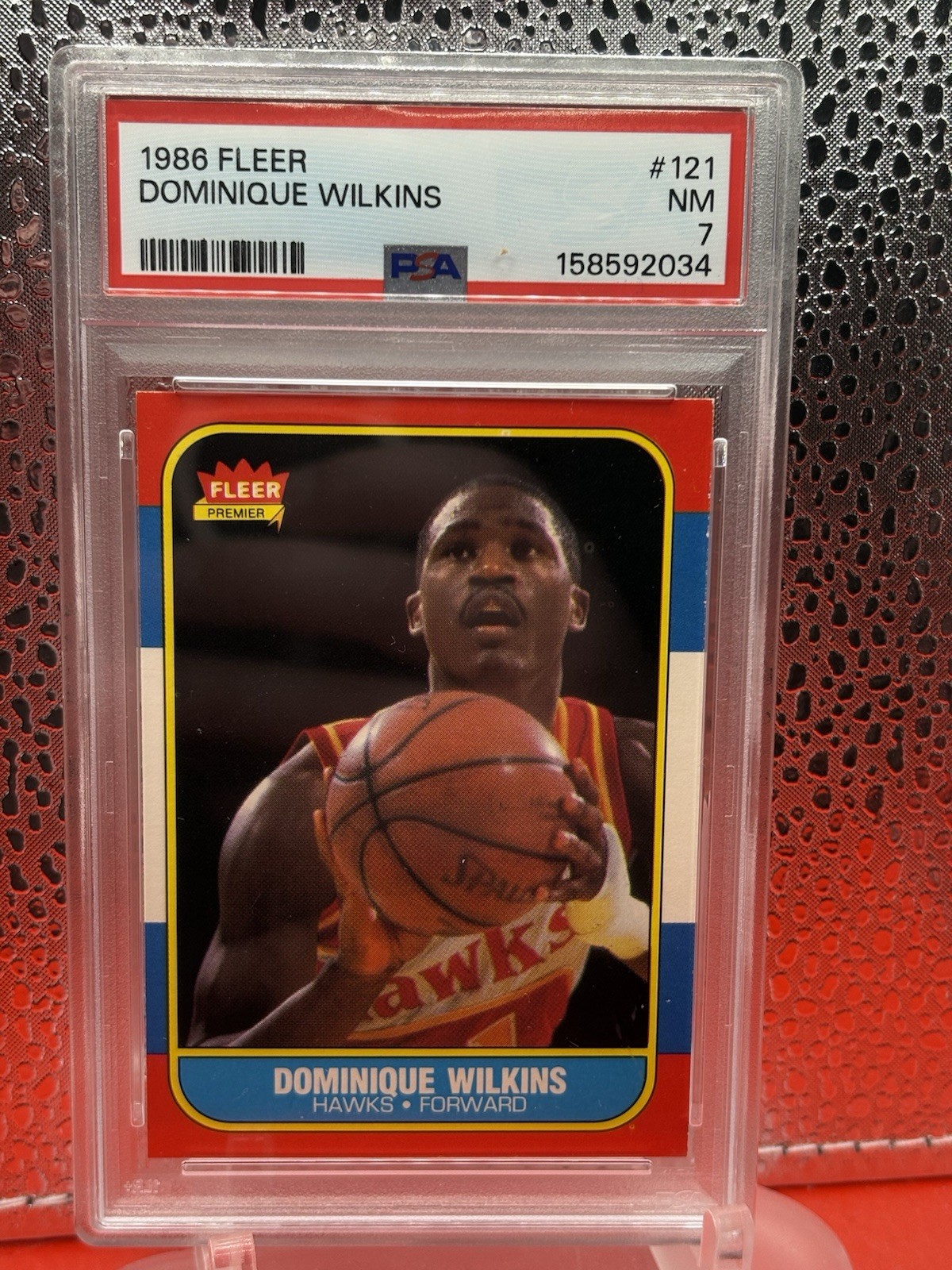 Fleer 1986-87 Dominique Wilkins Atlanta Hawks #121 PSA 7 Graded Cert 158592034 Fleer 1986-87 Dominique Wilkins Atlanta Hawks #121 PSA 7 Graded Cert 158592034