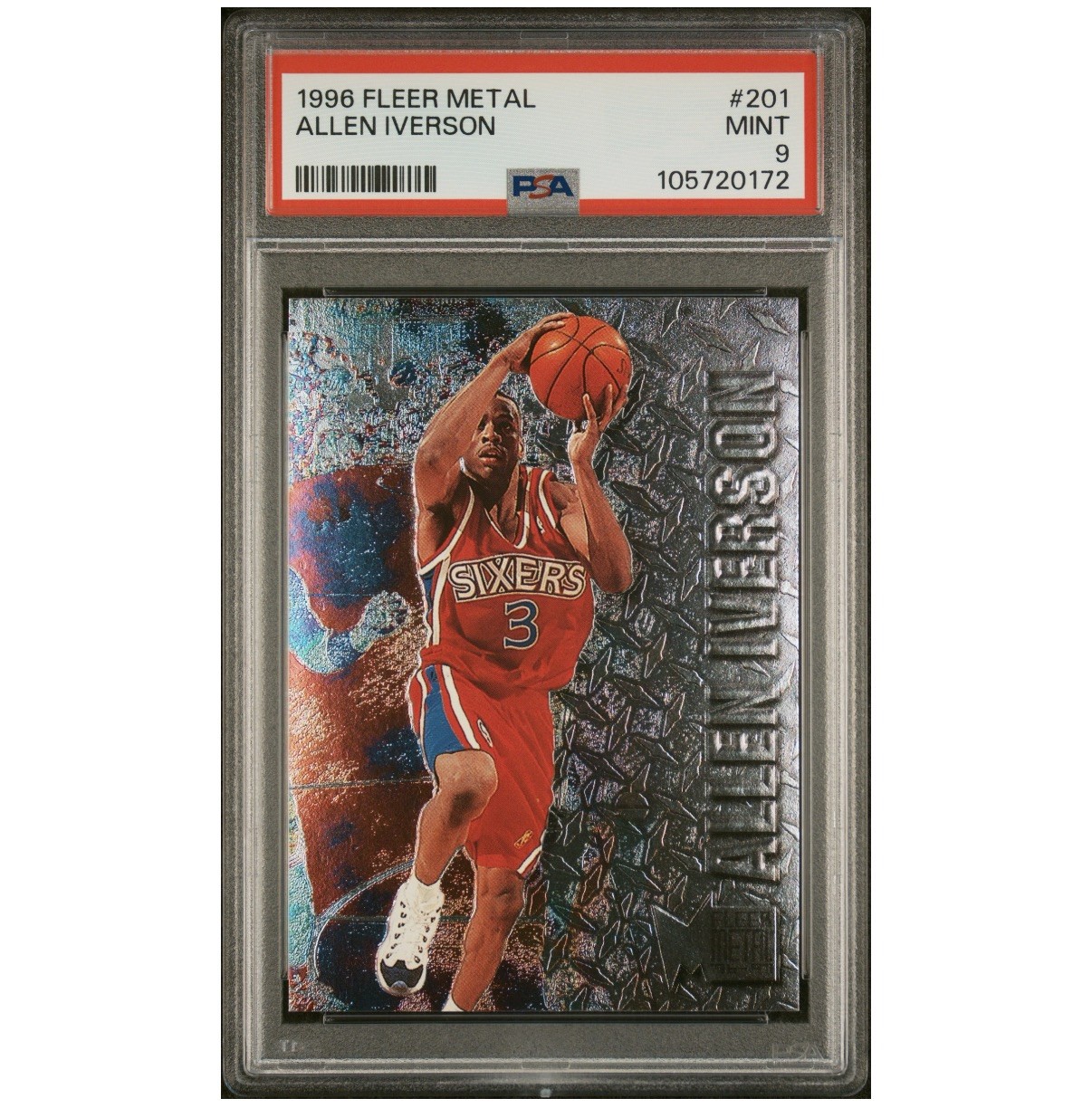 Fleer 1996-97 Fleer Metal Allen Iverson RC #201 Philadelphia 76ers PSA 9 MINT Fleer 1996-97 Fleer Metal Allen Iverson RC #201 Philadelphia 76ers PSA 9 MINT
