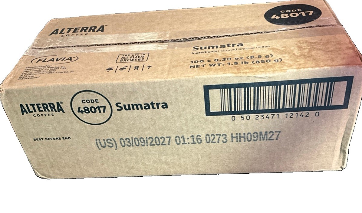 Alterra Sumatra Flavia Coffee Packets 100 Count New 3/9/27