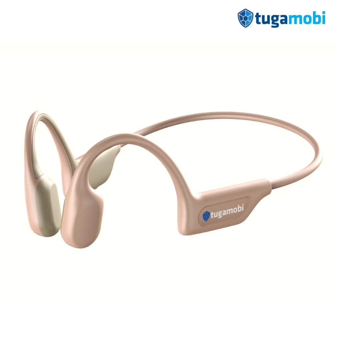 🔥NEW👍 Beige Bone Conduction Headphone Lightweight Open-Ear Wireless Bluetooth