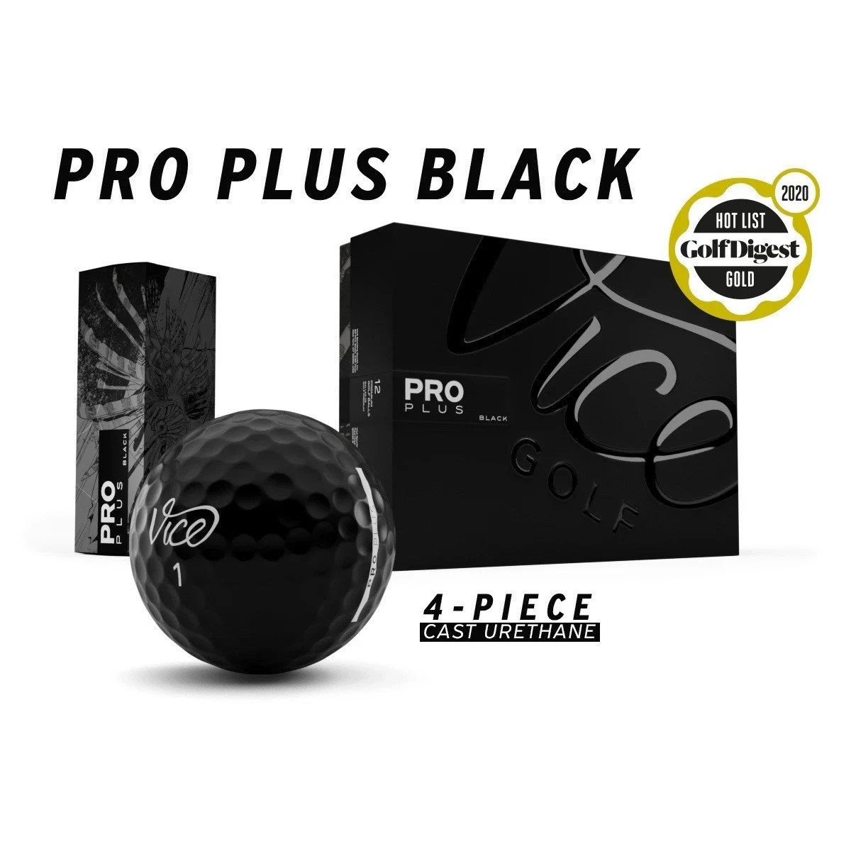 Vice Pro Plus Black Limited Edition Golf Balls -3 pack of balls (1 sleeve)
