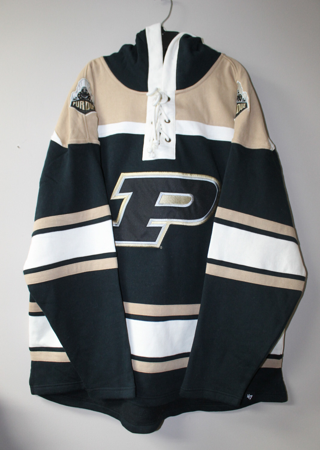 New NCAA Purdue Boilermakers Lacer jersey style mid weight cotton hoodie men L