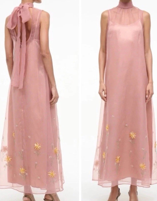 NWT Staud Albee Embellished Dahlia Daydream Dress Organza Gown Sz Med Pink READ* NWT Staud Albee Embellished Dahlia Daydream Dress Organza Gown Sz Med Pink READ*