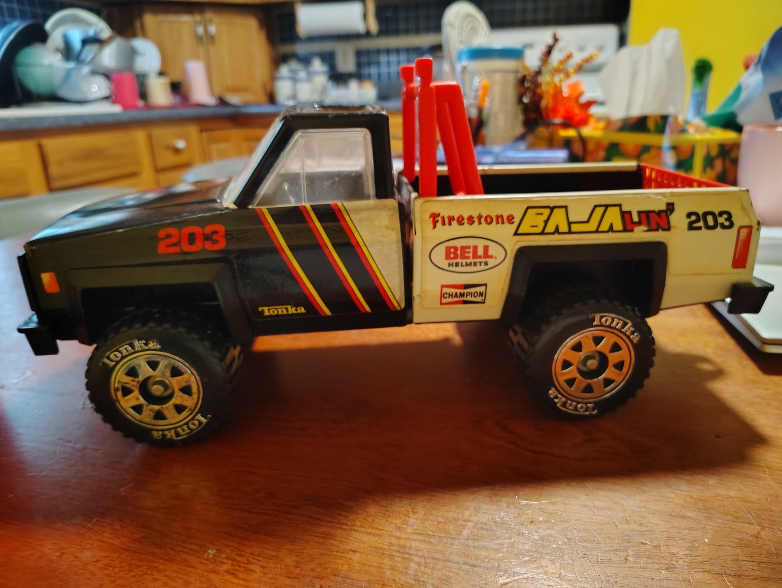 Vintage Tonka 1983 Firestone BAJALin Pressed Steel Truck USA Vintage Tonka 1983 Firestone BAJALin Pressed Steel Truck USA