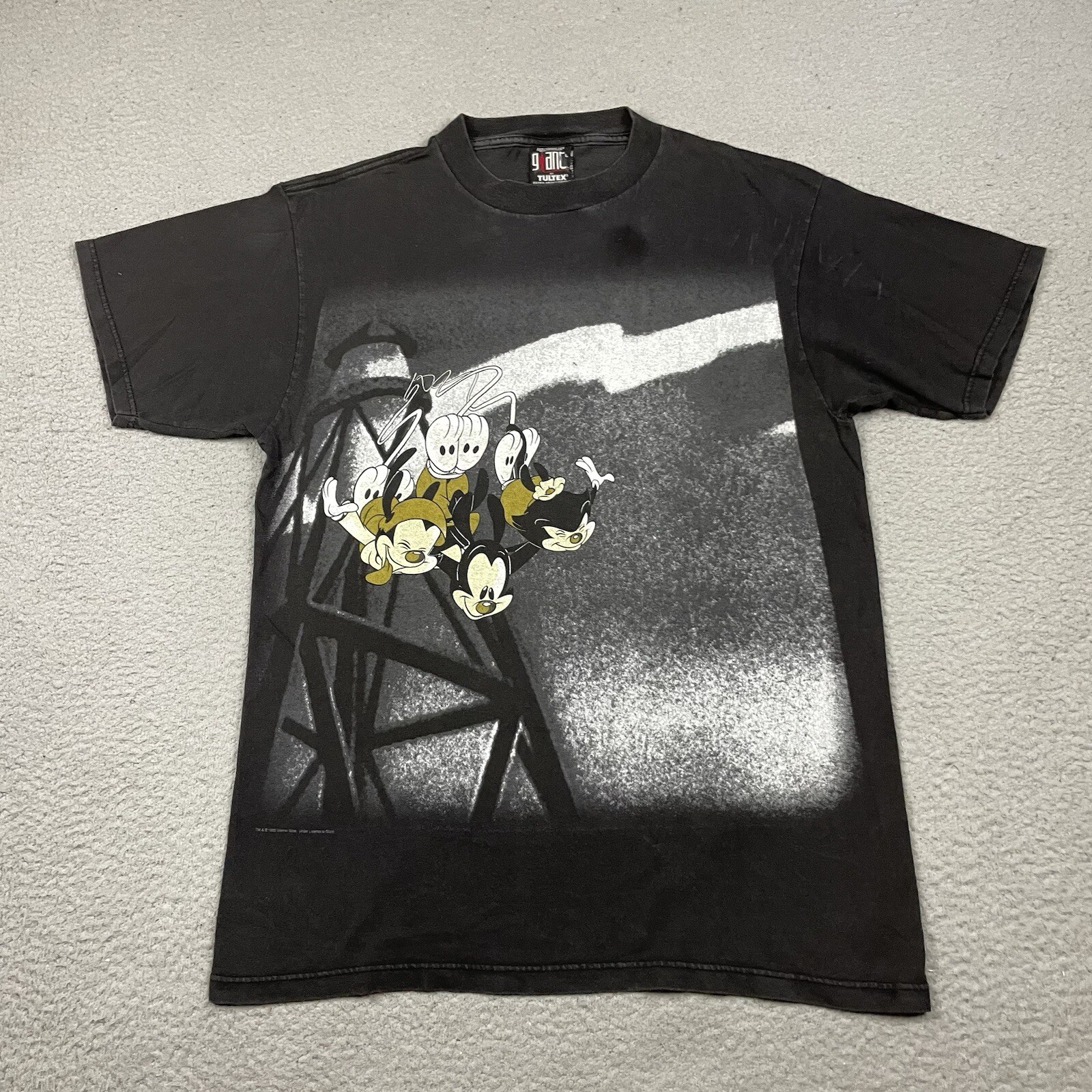 Vintage Animaniacs T Shirt Men Large Warner Bros Fade Double Sided 90s Rare WB L