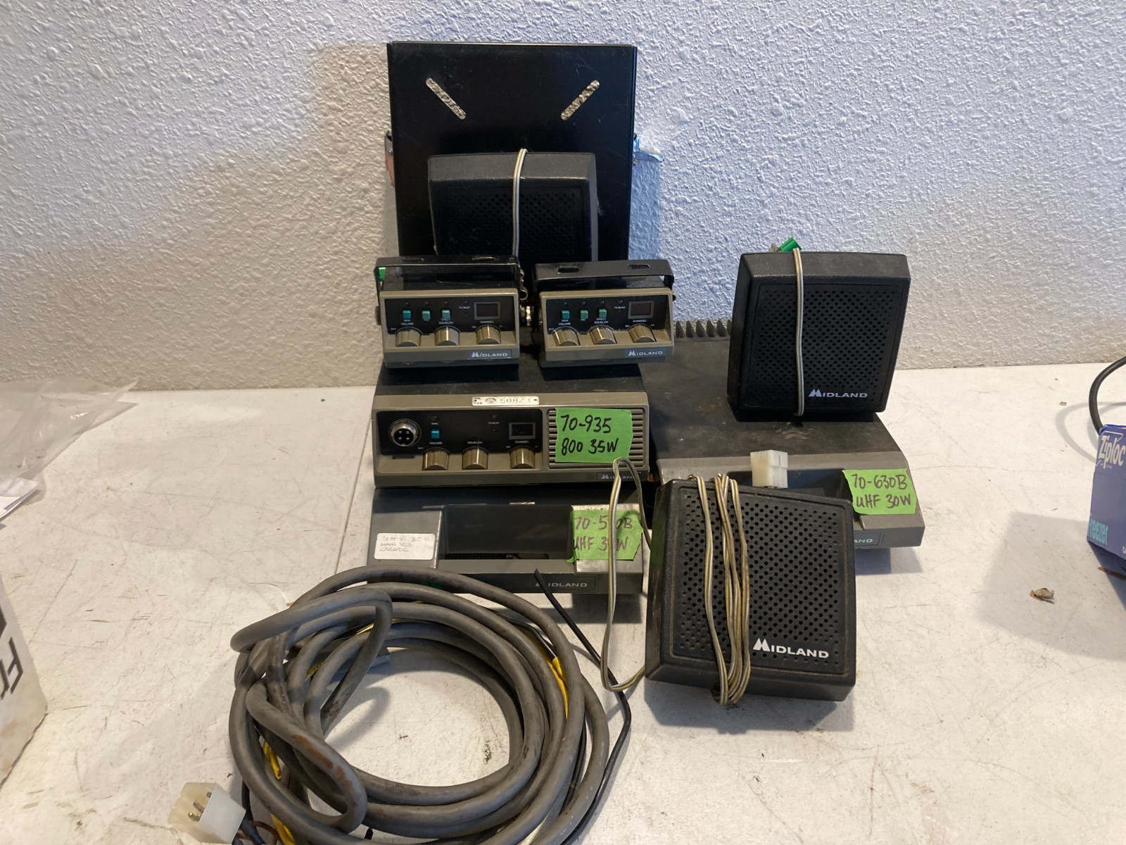 Lot 6 Midland CB Radio Units Speakers Controls Parts Vintage 70-935 70-630B