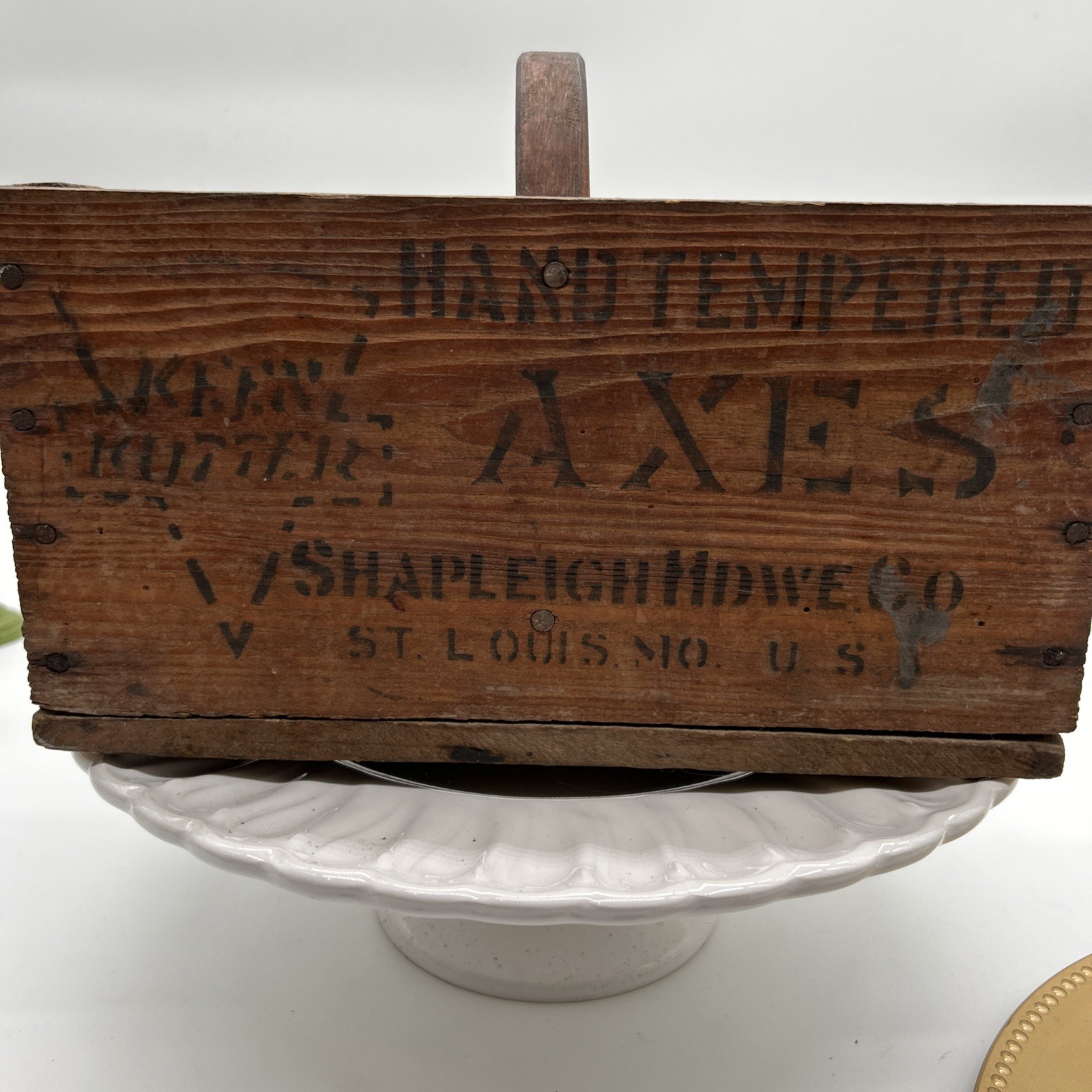 Antique Dual Box Holder W Handle