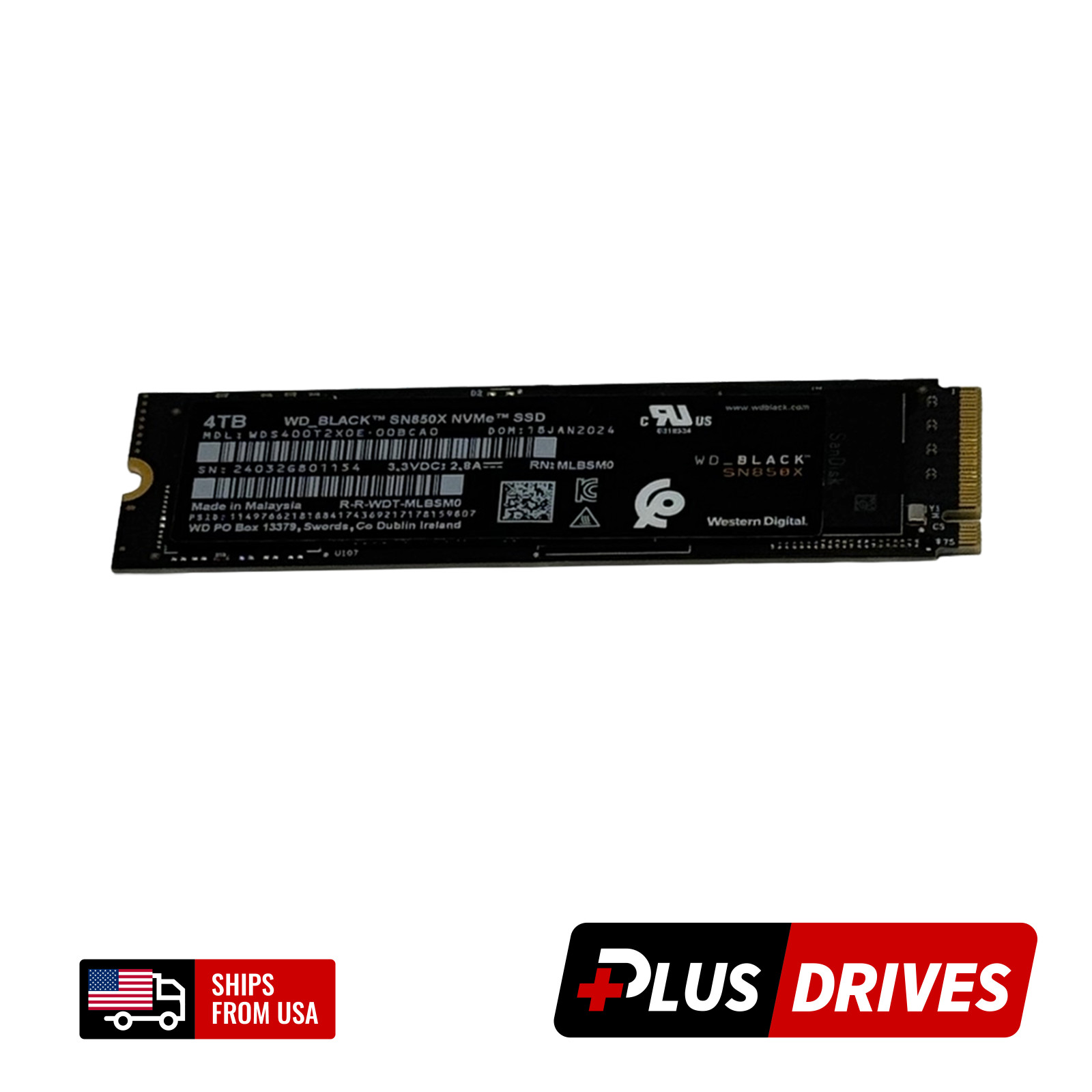Western Digital 4TB NVMe BLACK SN850X M.2 2280 Gen4 PCIe Power loss protection Western Digital 4TB NVMe BLACK SN850X M.2 2280 Gen4 PCIe Power loss protection