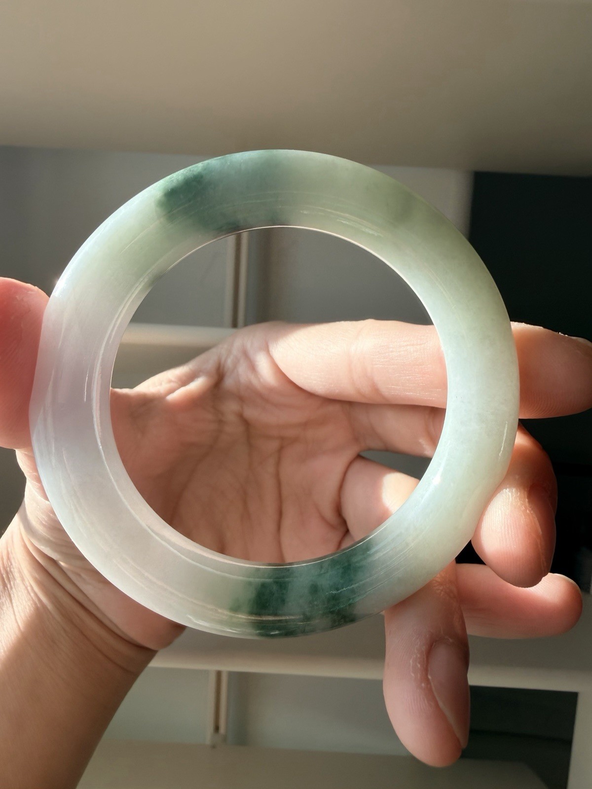 Natural Burmese Jadeite Jade A Grade Round Bangle – Icy Glutinous Spring Color