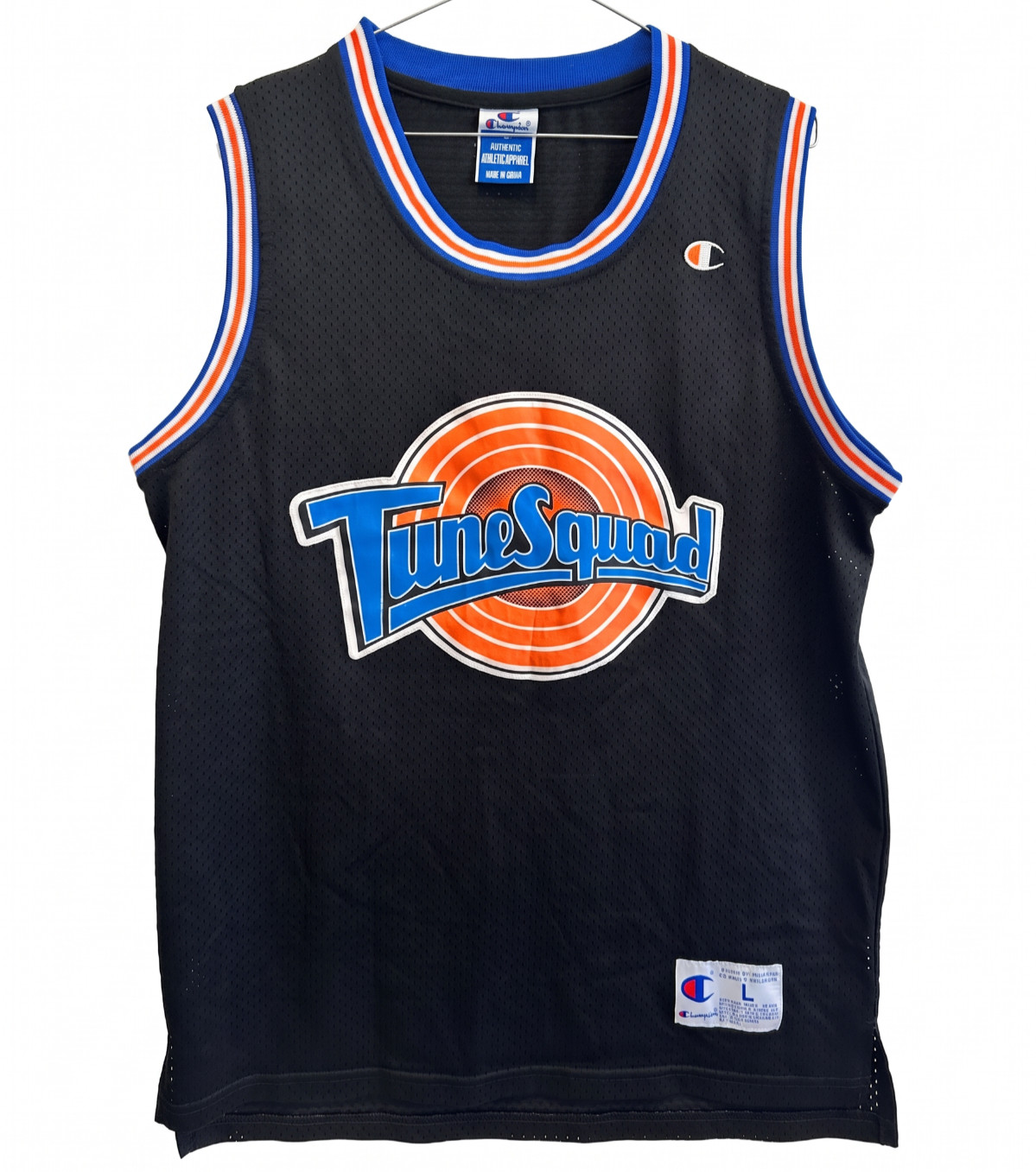 Vintage 1996 Champion Space Jam Tune Squad Tweety 1/3 Jersey Black L Korea