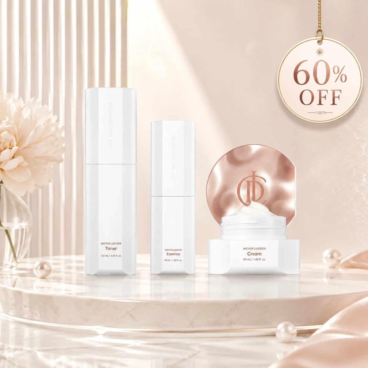 NEW ICD Radiansome 100 3PC Face Care Set Toner Essence Cream US Seller