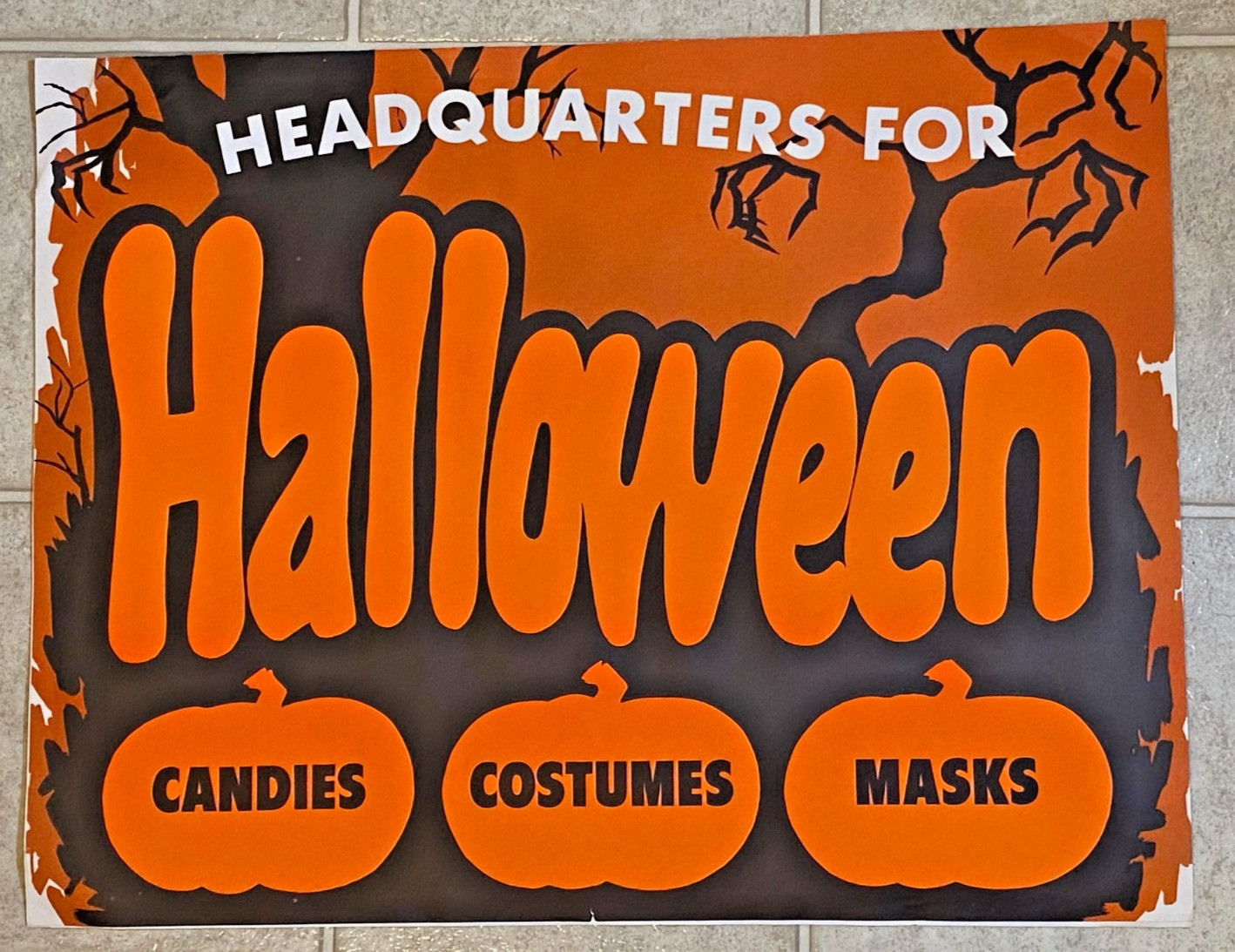 Vintage Ben Franklin 5 & Dime Store Hanging Halloween Sign 17-1/2\