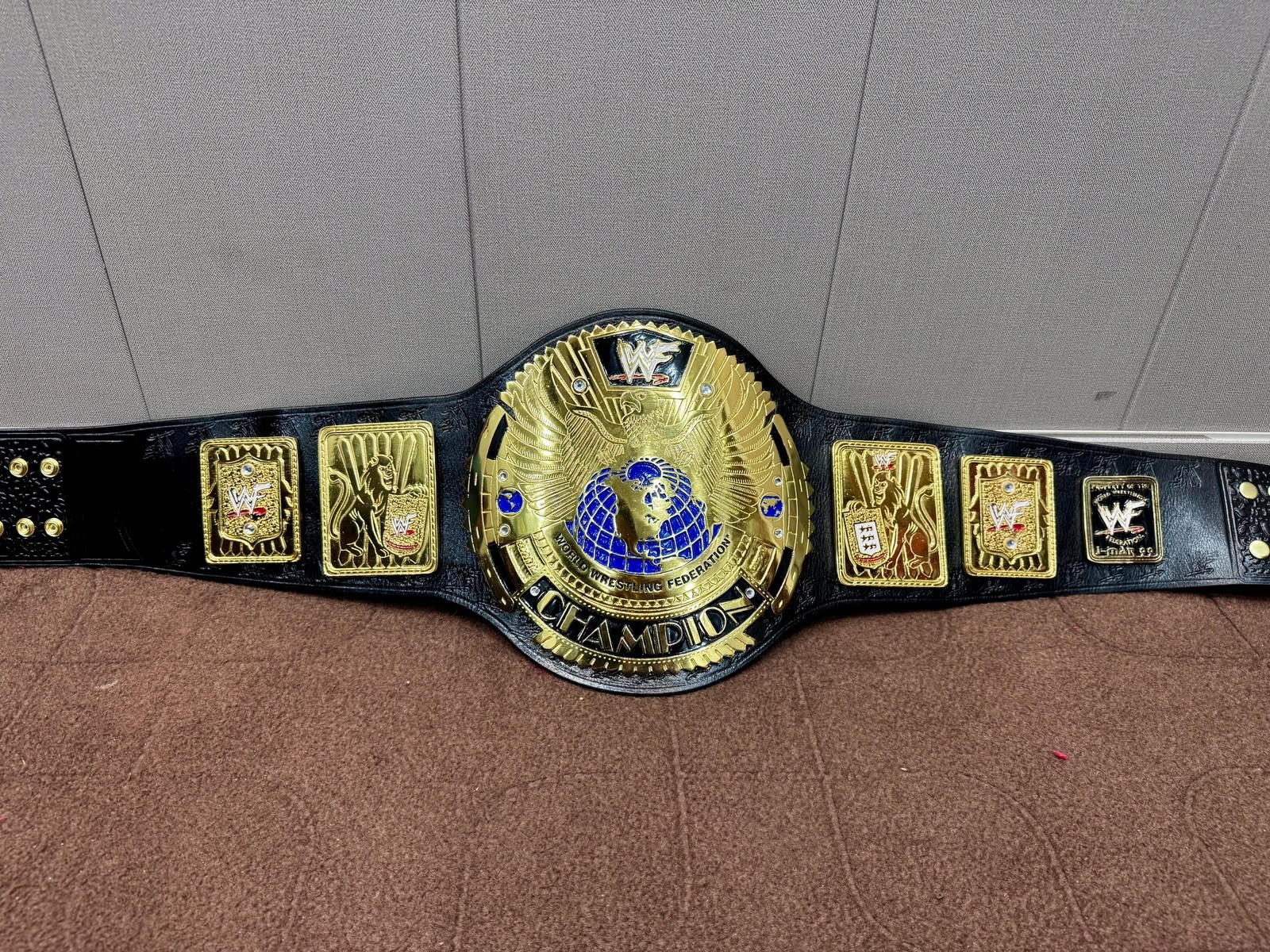 wwf big eagle Championship Belt 4mm In Zinc Metal Cowhide Leather Strap wwf big eagle Championship Belt 4mm In Zinc Metal Cowhide Leather Strap